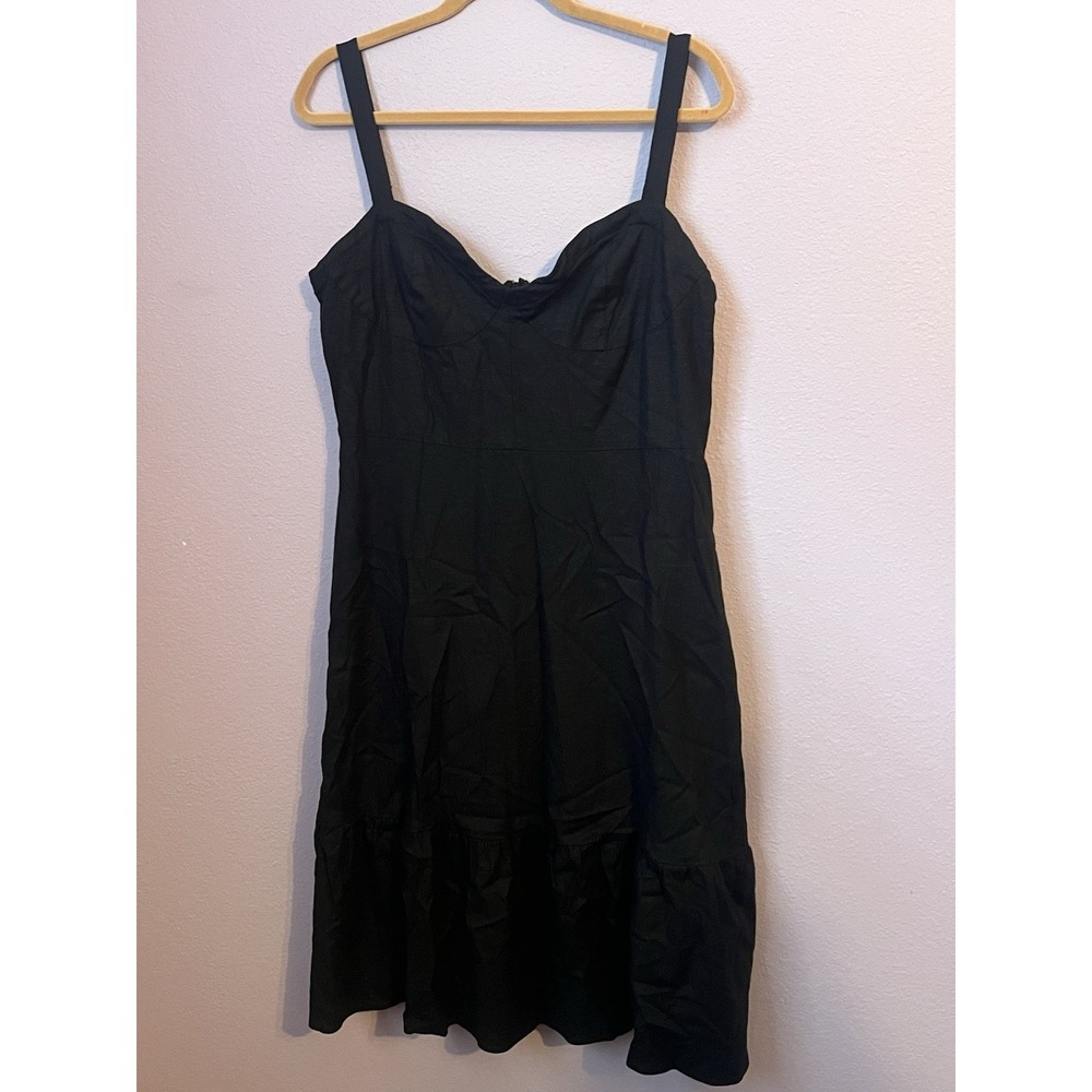 Velvet Heart Black Linen Blend Summer Ruffle Dress‎ Size XL